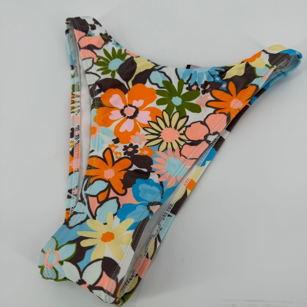 Wild Fable Retro Floral Ultra High Leg Super Cheeky Bikini Bottom XXS NWT